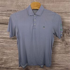 B Draddy Men's Large‎ Regal Sport Jimmy Polo Shirt Golf Blue Striped Performance